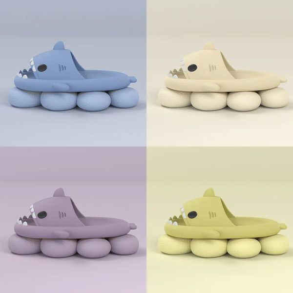 New Cute Shark Slippers Womens Shark Flat Sandals Outdoor Waterproof Beach Slides Indoor Lovely Non-slip Home Fashion Shoes 41l4