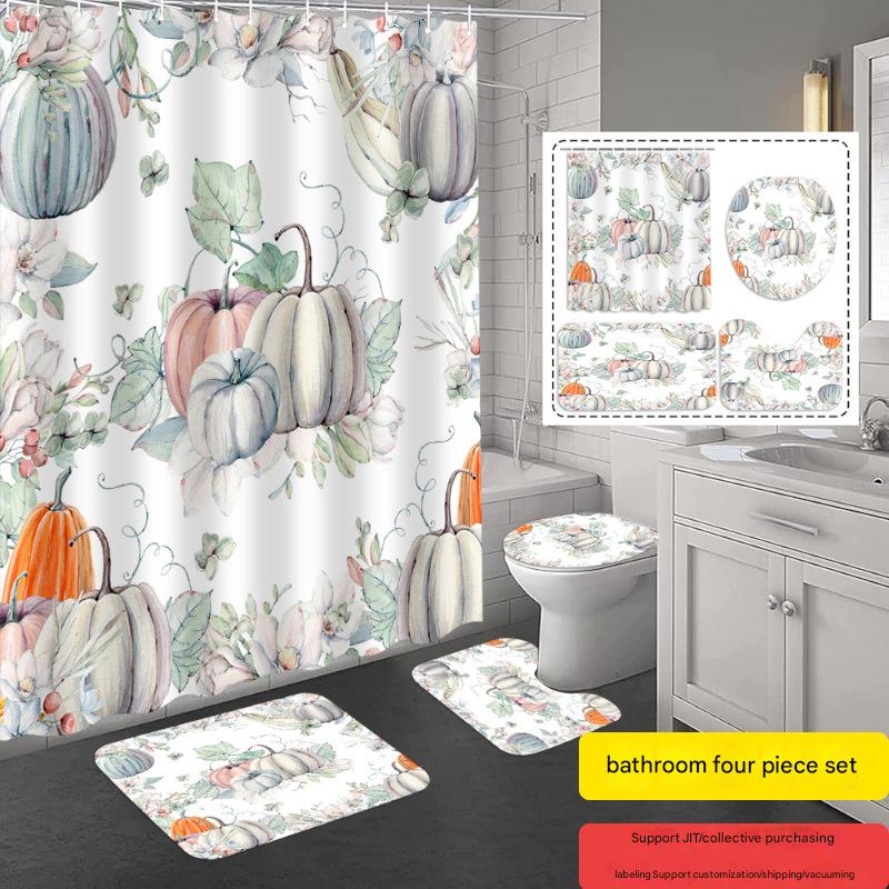 YL-37329 Hot selling exclusive shower curtain manufacturer Bomi digital printed polyester shower curtain non-slip mat set