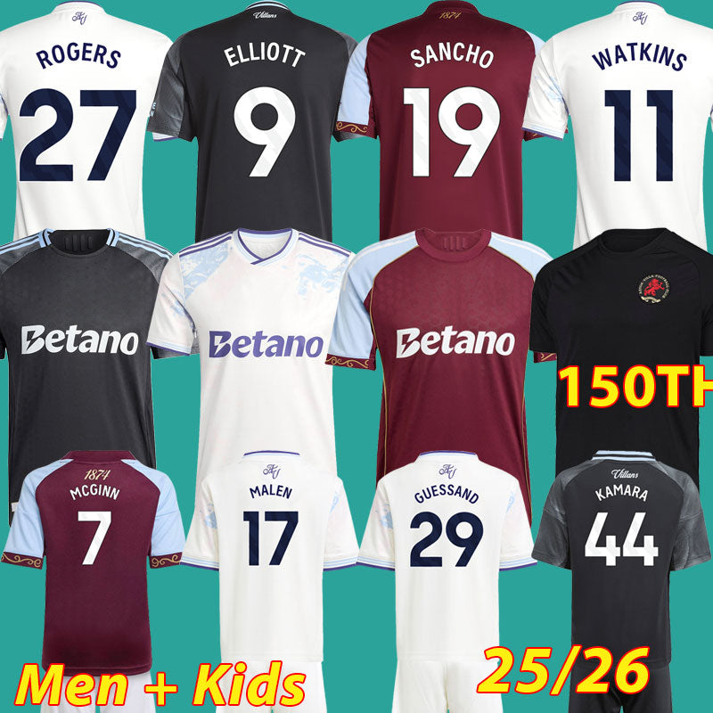 2025 Year Anniversary Kit ELLIOTT Aston Soccer Jerseys 2026 SANCHO Villa Kits WATKINS MAATSEN men kids 150TH 25 26 football Shirts ROGERS Special Un