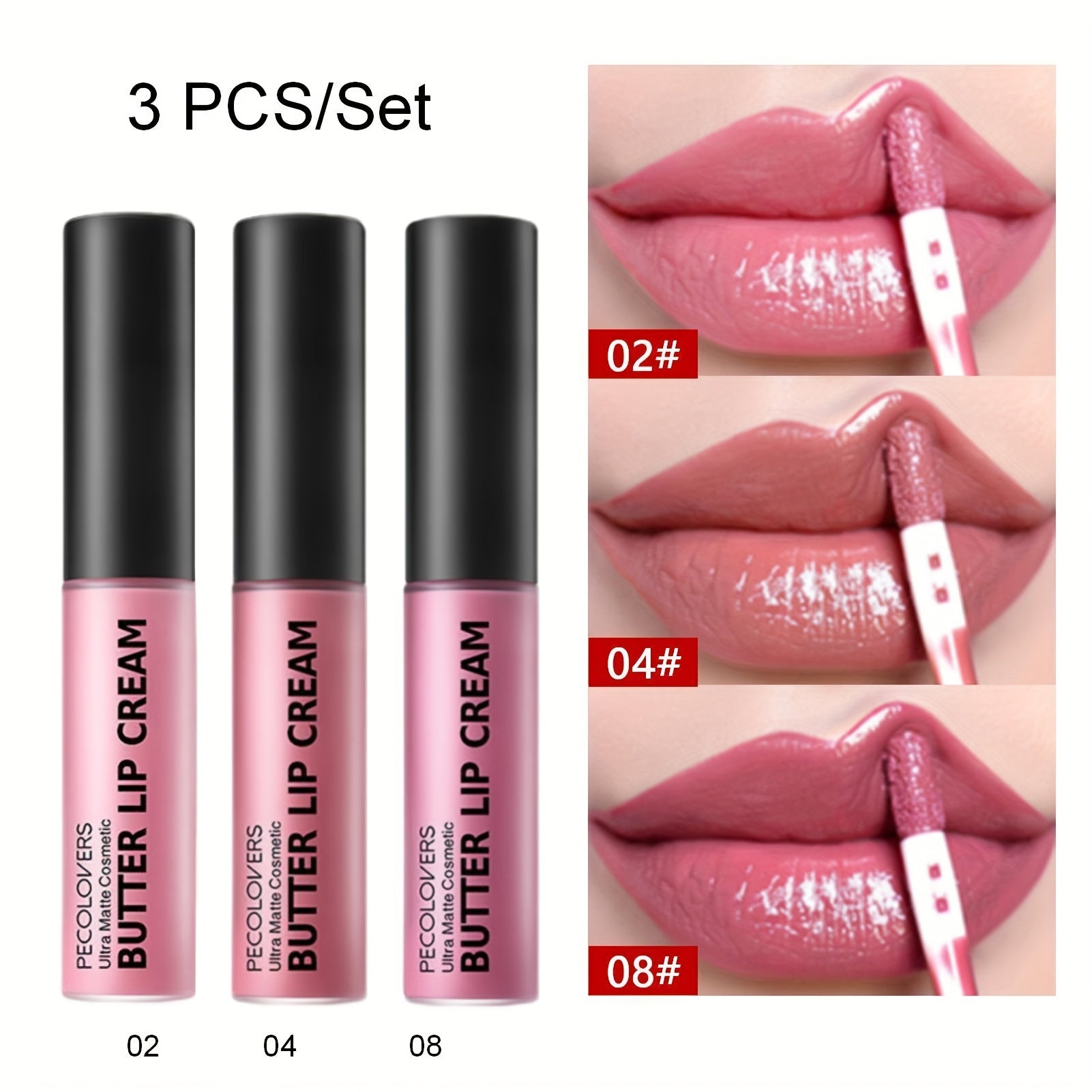 TEMU Valentine's Day 3pcs-set Non-sticky Lip Gloss Long Lasting Nude Lip Makeup Hydrating Lip Gloss With Essential Oil Glossy Lip Tint Long-lasting