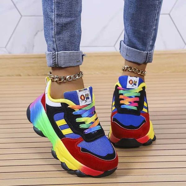 Moda Mulheres tênis Running Footwear Feminino Colorido Casual Comfort Lace Up Running Running Platform Outdoor Women Tennis Shoes Y241217