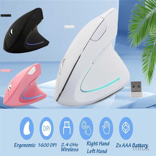 Mice CHYI Ergonomic Vertical Mouse Wireless RGB USB Optical Mause Gaming Right Left Hand Pink Mice For Computer Laptop PC Tablet