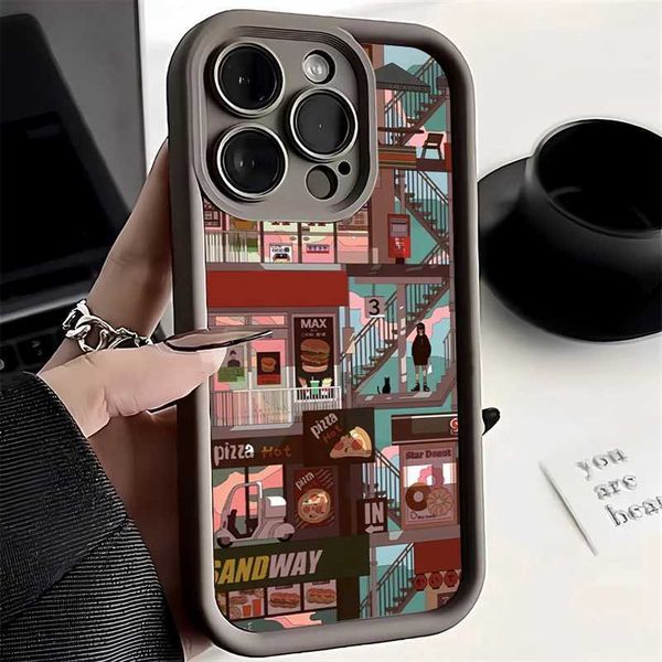 Phone Case Fashion style coffee shopping silicone case suitable for iPhone 16 15 14 12 11 Pro Max XS X XR 7 8 Plus SE shockproof soft cover