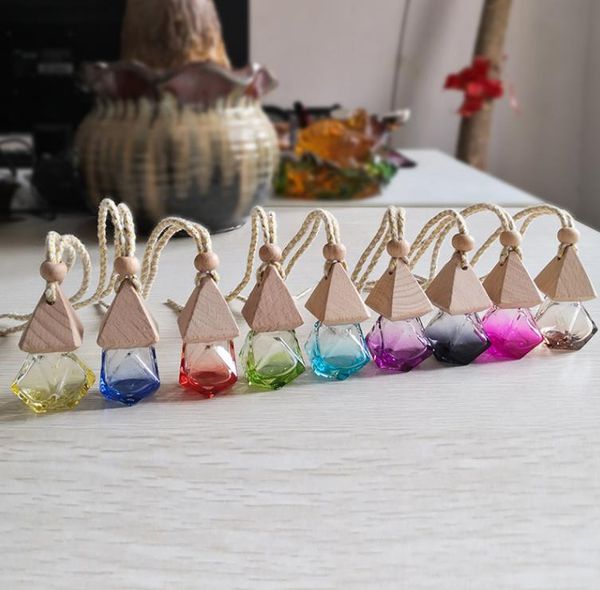 Diamond Car Perfume Bottle Pendant Empty Bottle Air Freshener Perfume Fragrance Diffuser Empty Glass Bottle Portable Pendant SN932