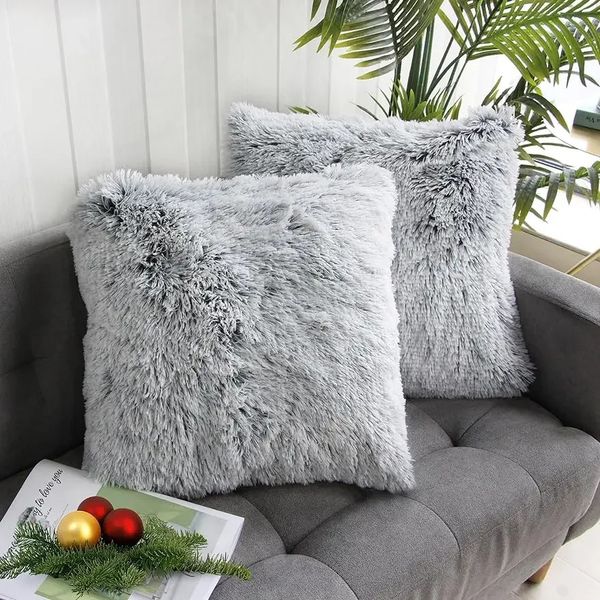 faux fur throw pillow cover ultra soft cushion cover sofa bed living room fluffy cushion cover 45x45 cm home decoration 241205