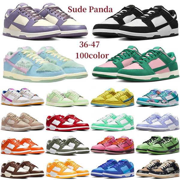 36-47 Designer Panda Low Shoes Men Women Panda Wthie Black Blossom Bubbles Grey Fog Team Blue Triple Pink Court Purple What The Mens Trainer
