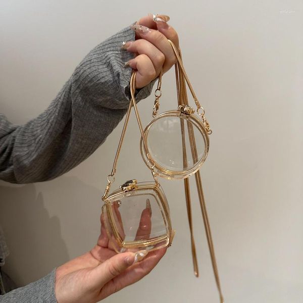 Evening Bags Acrylic Transparent Headphone Bag Women&#039;s 2024 European And American Fashion Niche Personality Ins Chain Mini Box