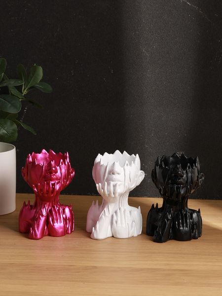 1pcFace Flower Pot Face Head Planters Floral Arrangement Vase Bonsai Planter for Desktop Living Room Home Decoration 240325