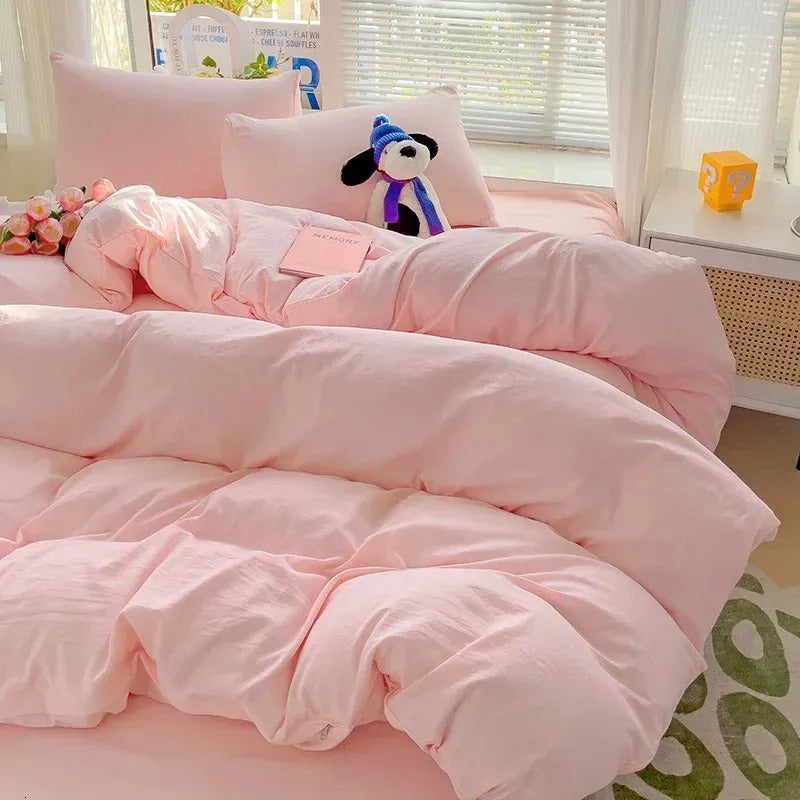 Winter Thickened Warm Soft Milk Velvet Bed Cover Cute Printed Quilted Bedspreads Pillowcase 3psc for Single Double Bed Bedsheet 4PCS