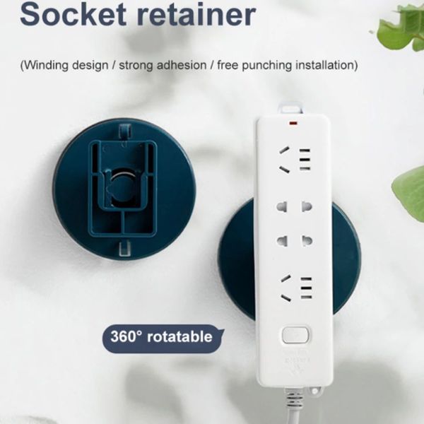 Rotatable Socket Holder Wall Self-Adhesive Power Strip Holders Plug-in Board Router Powers Strip Rack Home Storage Racks