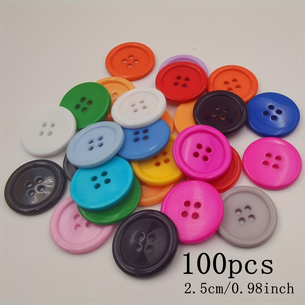TEMU 100pcs Resin Buttons Mix Colors Assortment - Ideal For Sewing, Knitting, Scrapbooking - Durable Decorative Round Buttons For Crafts