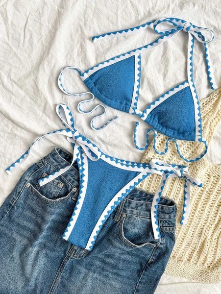 2018 suspender two-piece triangular bikini set womens swimsuit womens swimsuit bathroom swimsuit beach wear summer swimsuitW241225