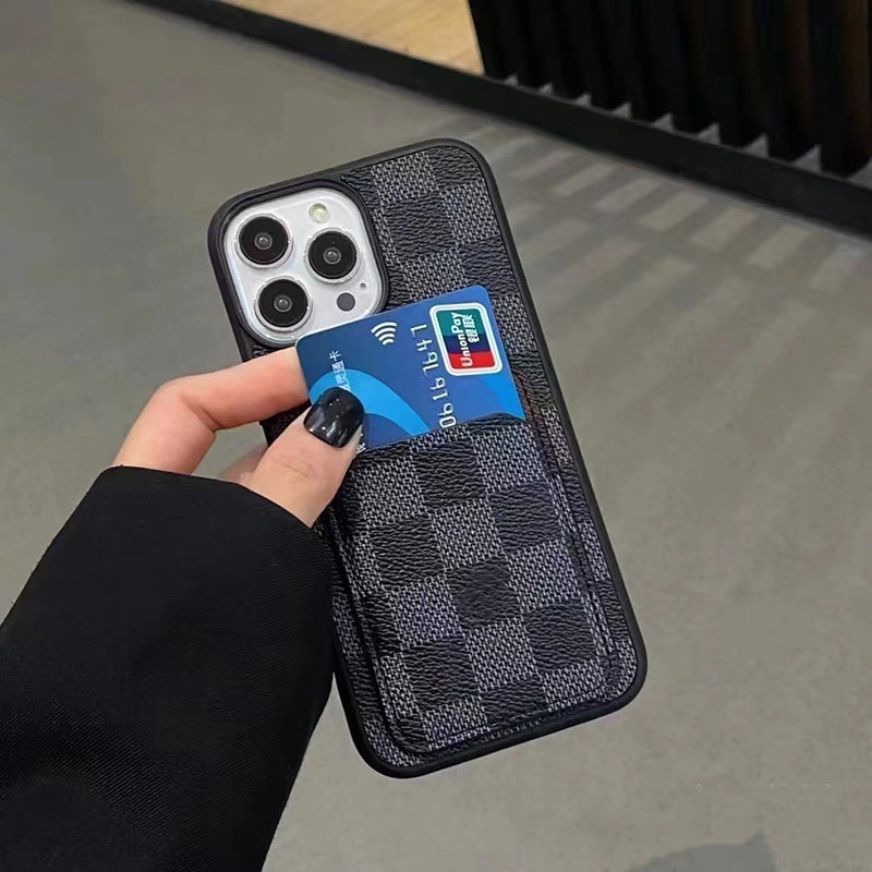 Phone Case designer Case with Card Holder for iPhone Pro Max 14 13 12 11 X XR XS XsMax 8P 15 Plus Cell Phone Cases Leather Mobile Cover