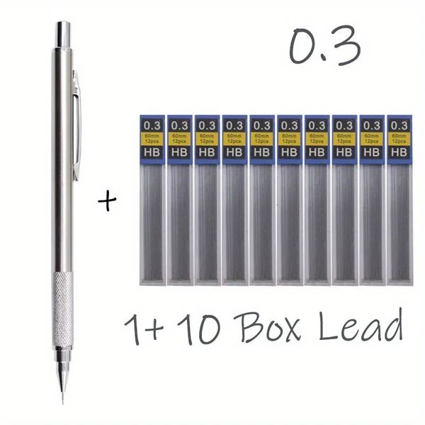 All Metal Mechanical Pencils 03 05 07 09 13 20Mm Lead Refills Art Writing Sketching Retractable n 241120