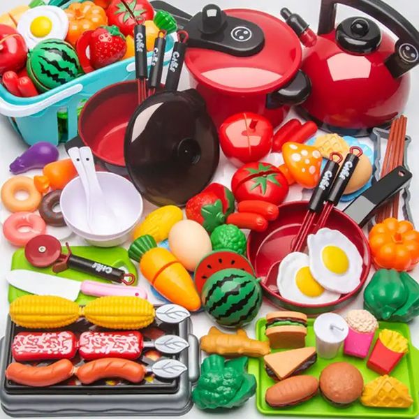 Kitchens Play Food Cutting Toy for Kids Kitchen Pretend Fruit Vegetables Accessories Educational kit Toddler Children Gift 230209