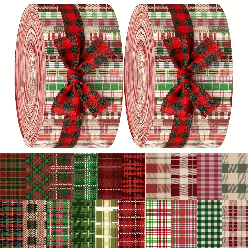 TEMU 40pcs 6.5*50cm (2.55*19.7in) Merry Christmas Red, Green, Plaid Stripe Pre-cut Fabric Bundle. Suitable For Hand Sewing, , Doll Making, Holiday