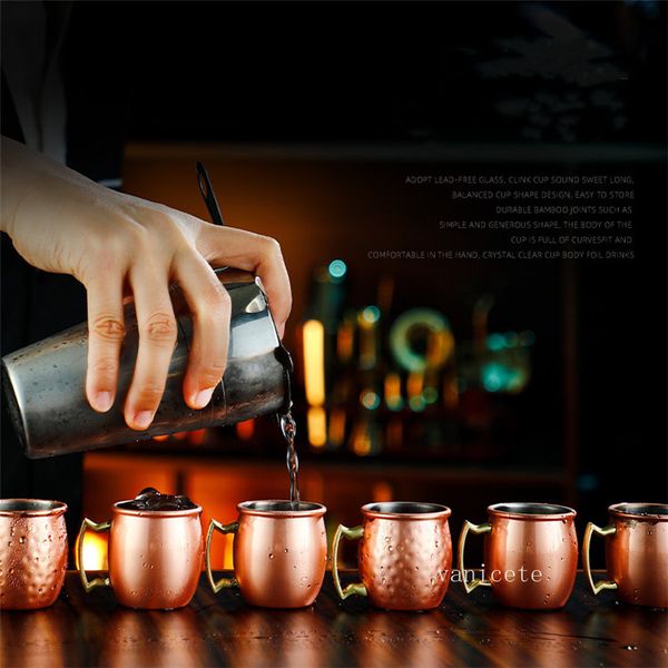 Drinkware Wine Glasses Moscow mini glass 60ml stainless steel cocktail cup Moscow mule cups beer ancients copper cupLT164