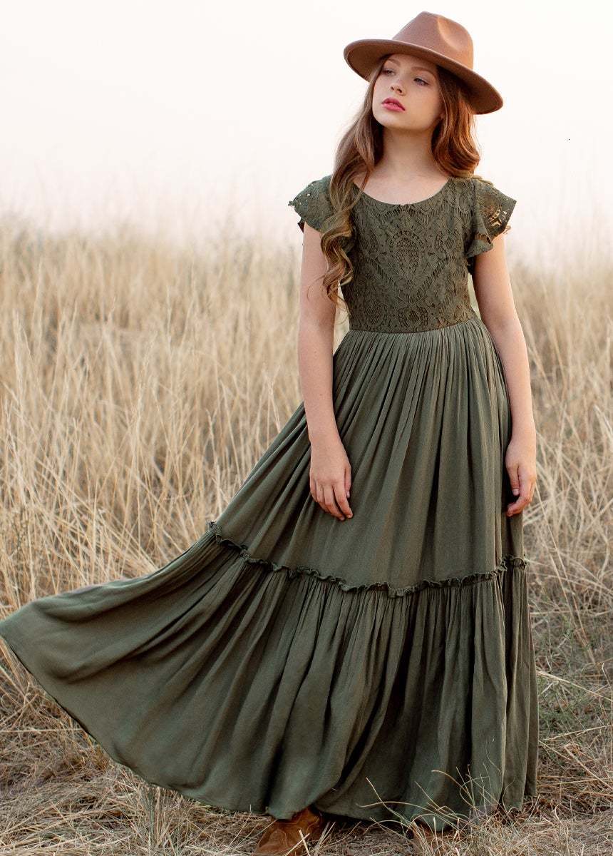 Girl&#039;s Dresses 3-14 years Girls Lace Bohemia Long Dresses Baby Kids Flower Wedding Princess Party Dress Vestidos Costume Children Clothing 2306