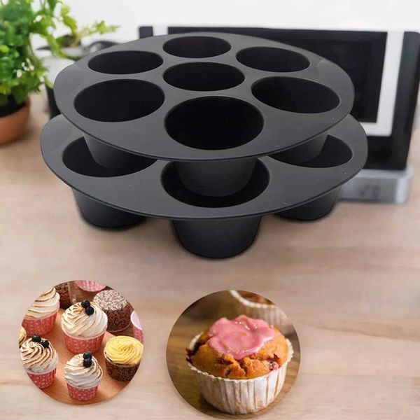 Convenient healthy and non stick basic circular silicone cup shaped cake pancake tray - microwave and air fryer safe convenient and fast Y25