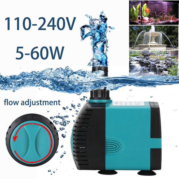 Water Pumps Aquarium Submersible 3-60W Fountain Filter Fish Pond Quiet Tank Side Suction EU US UK Plug 221128