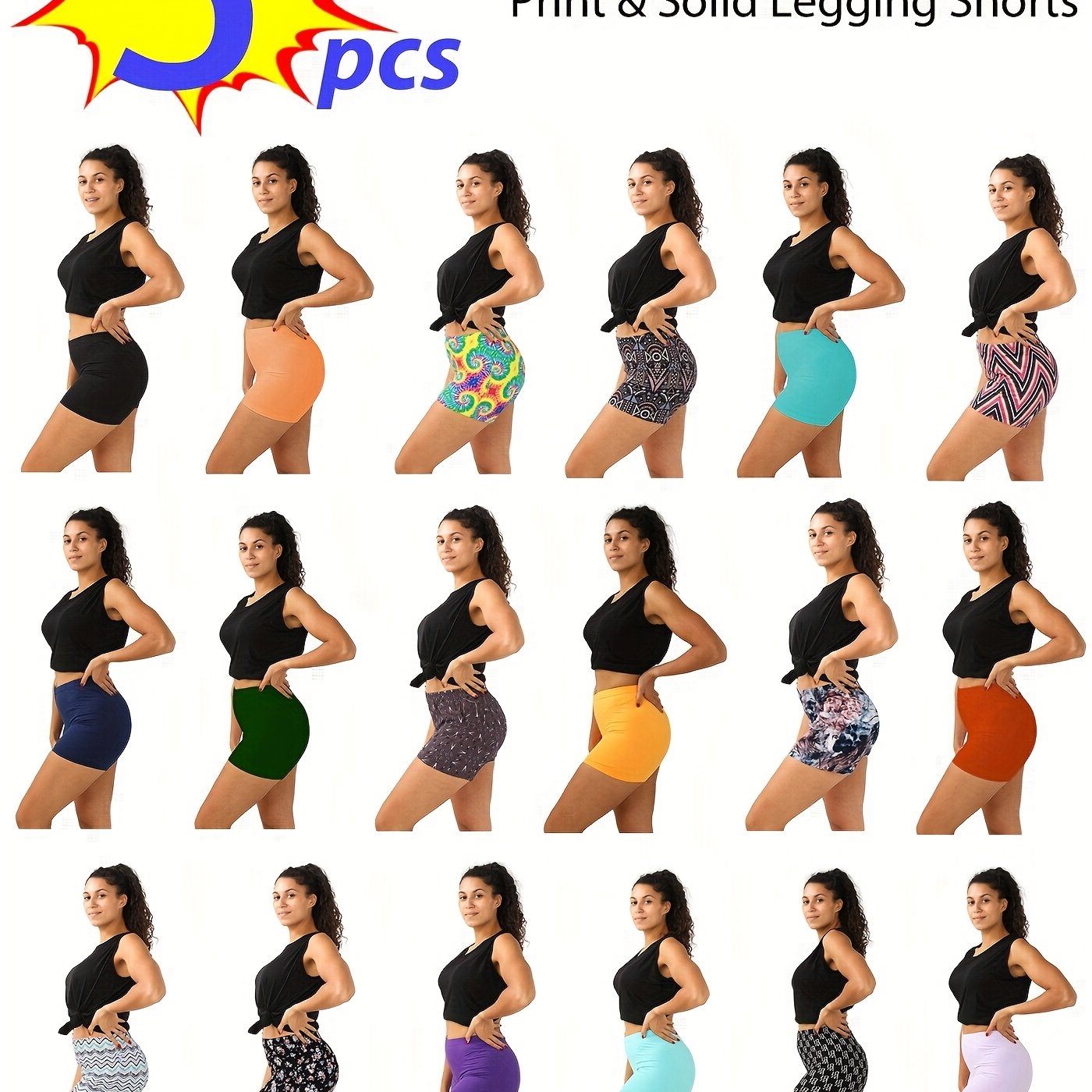 TEMU 5pieces Ultra Drying Biker Shorts, Solid Women's