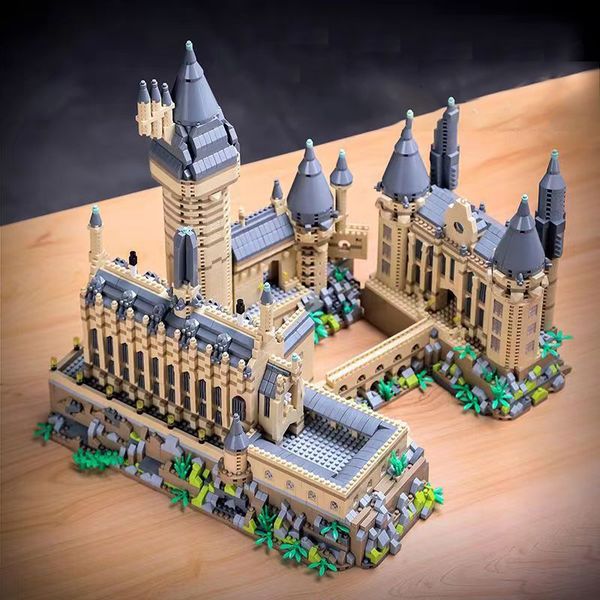 Bloc 2023 Micro Bric City Creativeal Medieval Magic Castle Series School Architecture Model Building Gifts Toys Kids Adults 230907