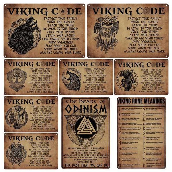 Vintage Viking Metal Tin Painted Bedroom Bar Club Manhole Office Various Scenes Wall Decoration Plaques Aesthetic GiftXJ250116