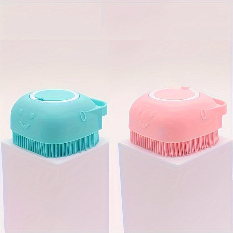 TEMU 2pcs Pet Shampoo Brush With Shampoo Storage - Gentle Massage And Grooming Tool For Dogs And Cats (blue & Pink), Grooming Kit For Dogs, Dog