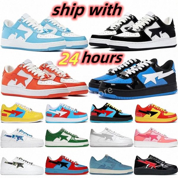 Designer Outdoor Shoes bapesta SK8 Sta Low Patent Leather Black White Blue Camouflage Skateboarding jogging Men Women Sports Sneakers Traine