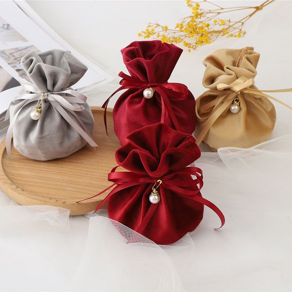 2PCDrawstring Colorful Velvet Sachet 10x14cm Pouches Small Size DIY Jewelry Gift Display Wedding Candy Packing Headset Gift Bags