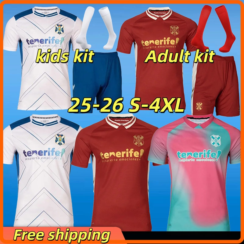 S-4XL 2025 2026 Tenerife Soccer Jerseys GALLEGO ZORRILLA MO DAUDA BUNUEL ROMERO SIPCIC MARTINEZ LOPEZ 25 26 home away Football Shirt men kids kit Sh