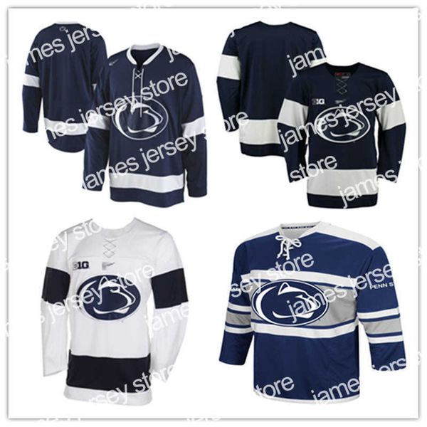 College Hockey Wears Custom Penn State Nittany Lions College Hockey Jerseys 7 James Robinson 8 Chase Berger 24 Adam Pilewicz 30 Matt Erlichm
