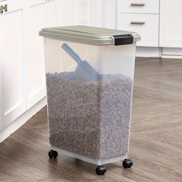 37.5 Lbs Capacity Large Pet Container Airtight Dog Cat Food Bin with Scoop Kitchen Storage Organization Solution for Freshness and Convenien