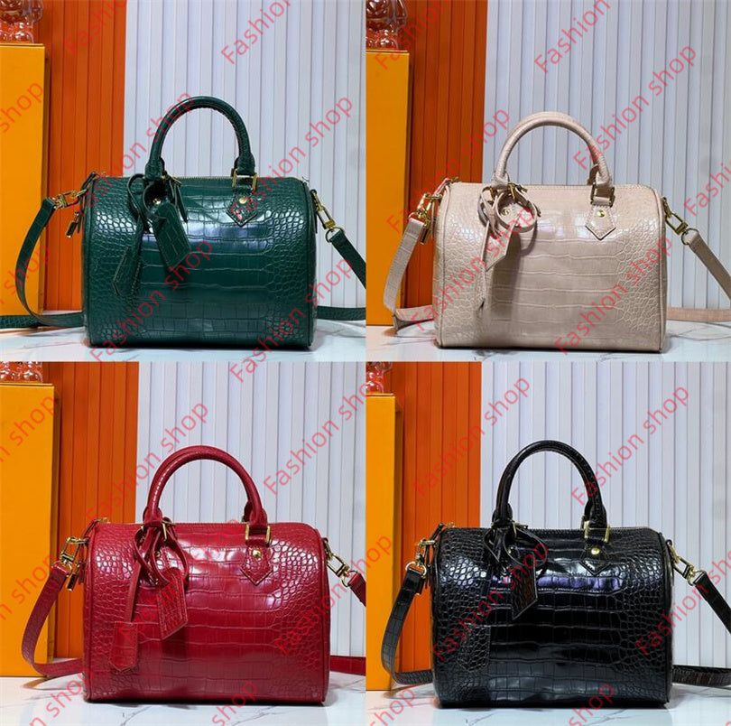 Designer Speedys P9 Ban dou liere 25 Boston pillow bag men the crocodile grain handbag with lock tote high quality Shoulder crossbody bags Clutch wa