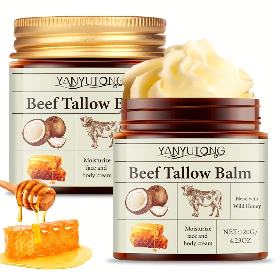 TEMU 100% Grass-fed Beef & Honey Face + Body Cream, Moisturizer, Minimalist Formula, Hydration, Suitable For All Light Beige Types Of Men And Women.