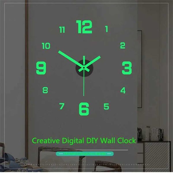 Wall clock luminous frameless DIY stereo digital clock suitable for home living room office wall decoration 2024 W240806