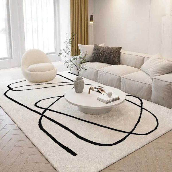 Nordic Style Living Room Decoration Plush Carpet Abstract Art Design Rugs for Bedroom Simple Line Soft Rug Home Thick Floor MatC250102