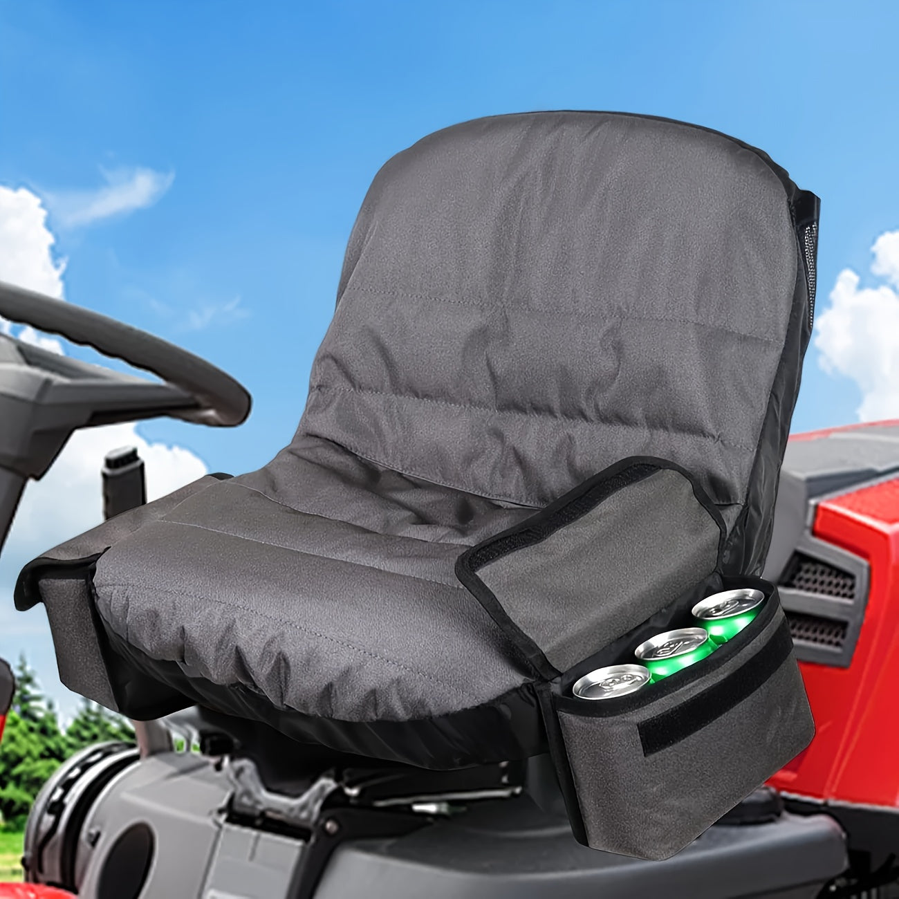 TEMU Heavy-duty Heat-resistant Lawn Mower Seat Cover - , With Adjustable Strap Closure, Fit For Riding Lawn Mowers, Tractors, Lawn Care Equipment -