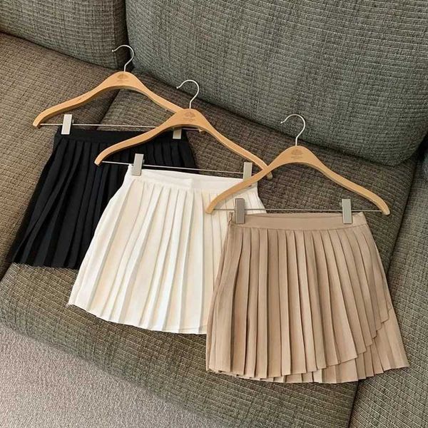 Skirts Irregular pleated Mini Skateboard Womens High Waist Solid A-line Preparatory Summer Korean Street Clothing Y2K Ultra Thin Casual Q240