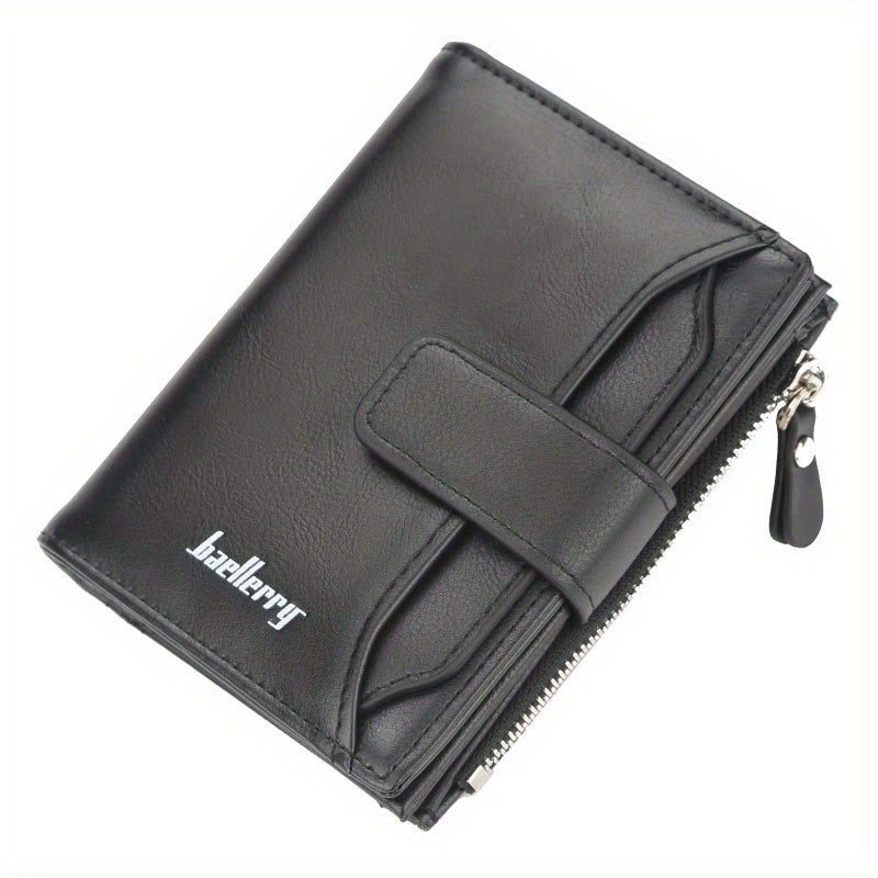 TEMU 18 Cards Men's Business Wallet Short Leather Men' Card Holder Zipper Coin Purse