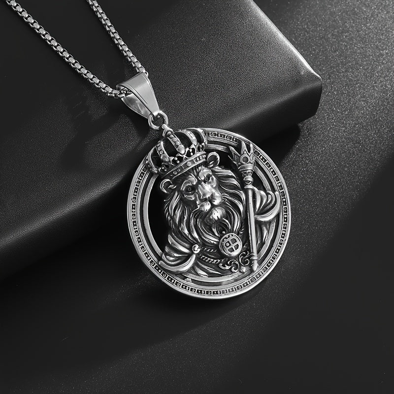TEMU 316l Stainless Steel Throne Pendant, Men's Fashion Hip Hop Queue Necklace, Jewelry Necklace