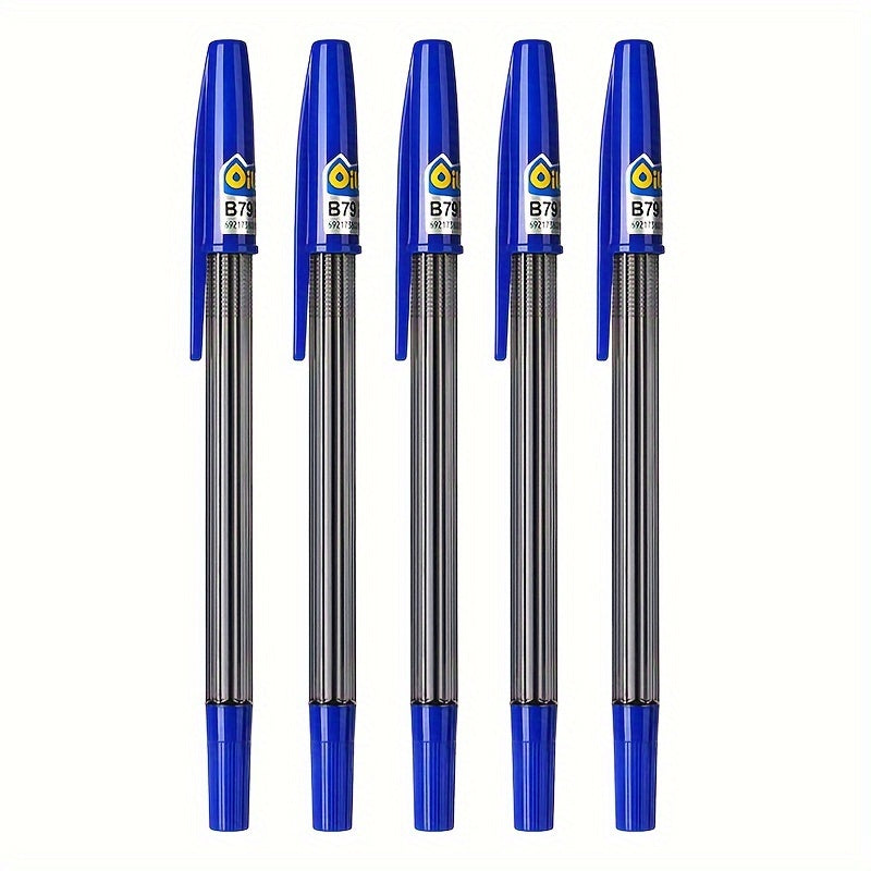 TEMU Pack Of 5-6 B79 Oil-based Pens With 0.7mm Fine Point, Large Capacity For Invoices, In : Blue For Notes, Red For Highlighting , And Black For