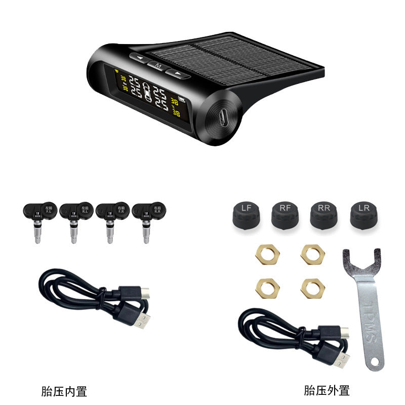 T1 TPMS Tire Pressure Monitoring System (TPMS 0-87 PSI) with solar charger, RV TPMS with 4 sensors and 5 alarm modes, LCD display, automatic sleep m