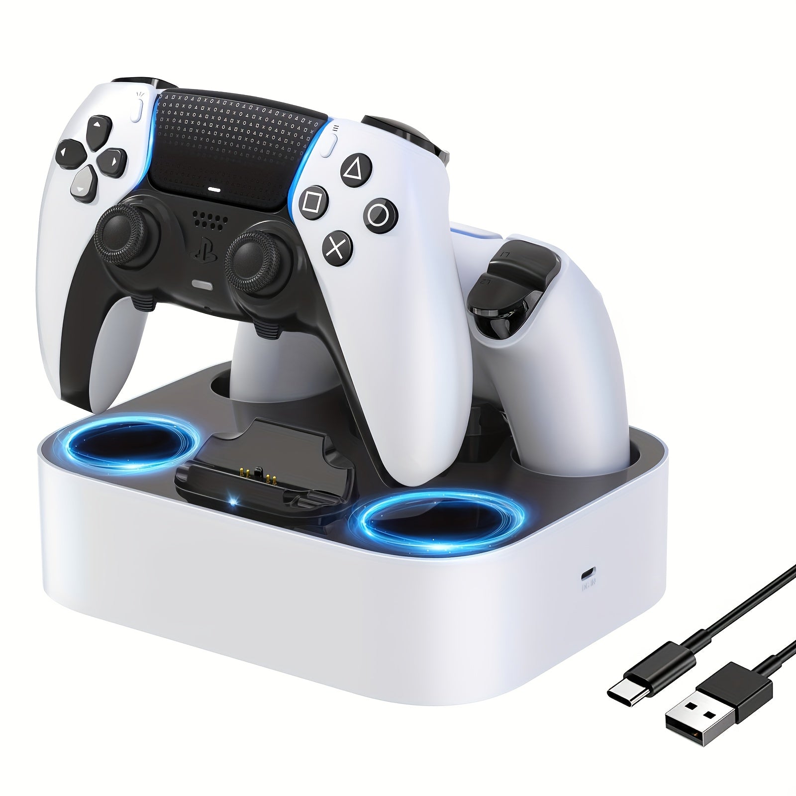 TEMU For Station Compatible With Controller, Fast Charging Dock Stand With Cable, Dual Controller Charging Station For Playstation 5 &for Controller