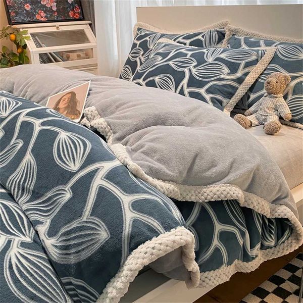 3D Carved Milk Velvet Bedding Set Winter Warmth Thicken Four Piece Set King Bed Linen Quilt Cover Sheet Pillowcase Bedroom DecorXJ241015