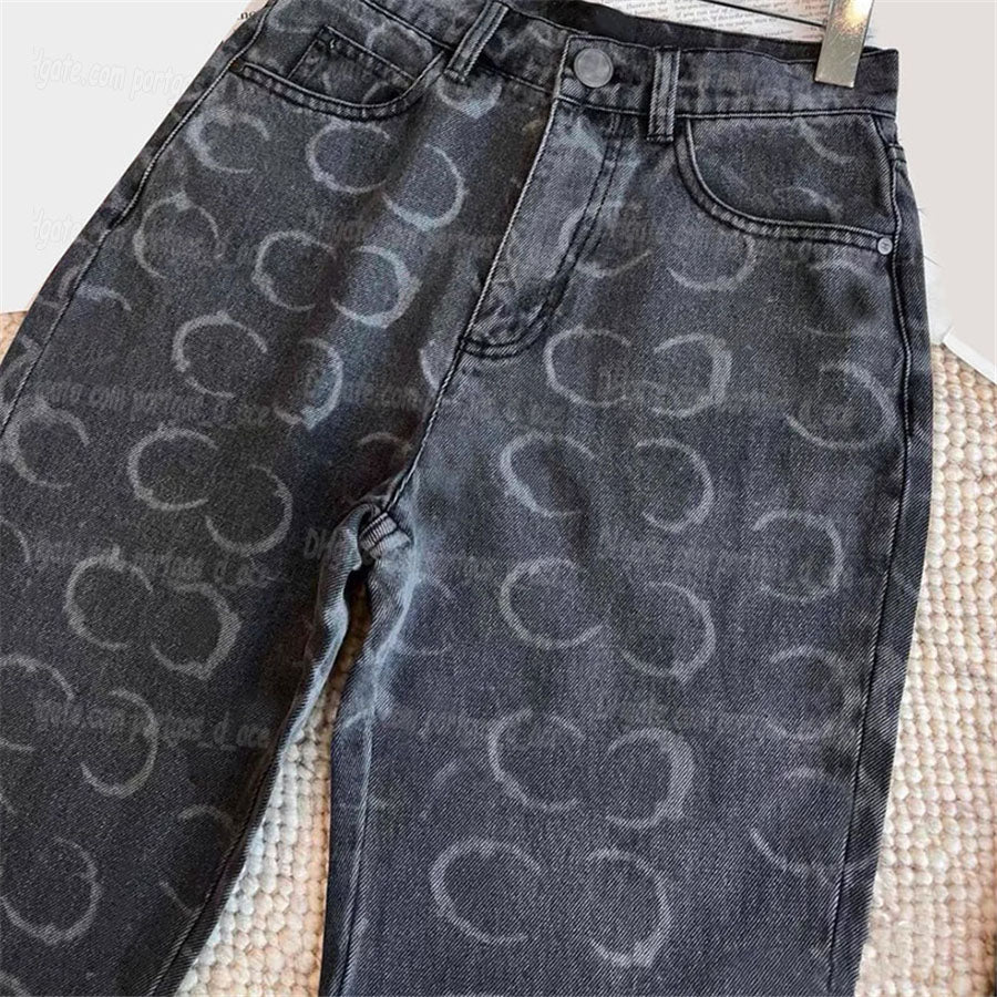 Letters Women Jeans Sequin Back Pocket Blue Black Denim Pants Luxury Casual Daily Birthday Jeans