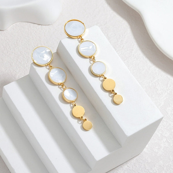 Boucles d'oreilles pendantes rondes plates en acrylique et acier inoxydable 304