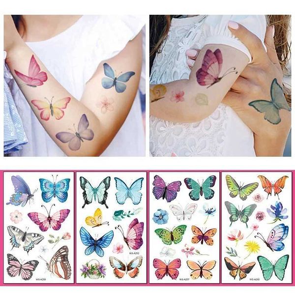 Tattoo Transfer Butterfly Skin Tattoo Sticker False Tattoo Temporary Body Arm Face Makeup Tattoo Removable Butterfly Pattern Sticker 240426