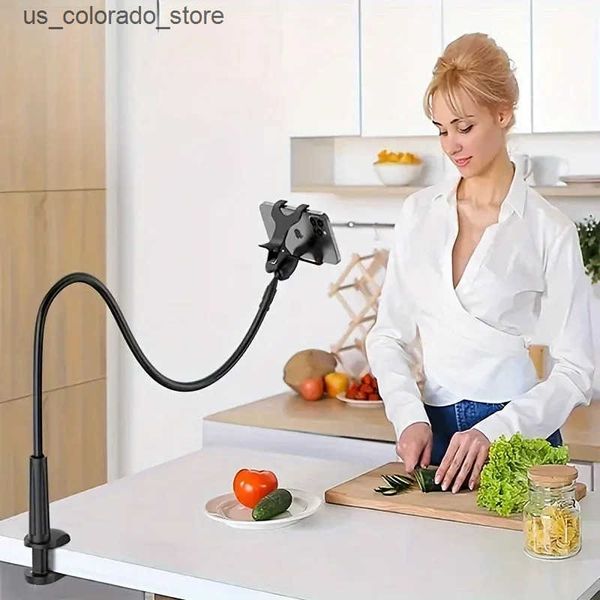 Cell Phone Mounts Holders Phone Clip on Stand Holder with Grip Flexible Long Arm Gooseneck Lazy Bracket Mount Clamp for IPhone 15 Pro Max Ac