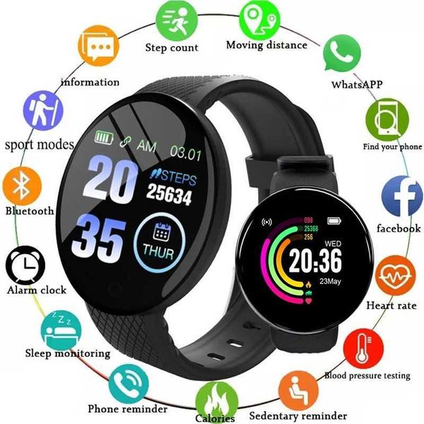 2024 New D18 Smart Watch Mens Warm Smart Watch Bracelet Blood Pressure Fitness Tracker iOS Android Sports Smart Band Y241114